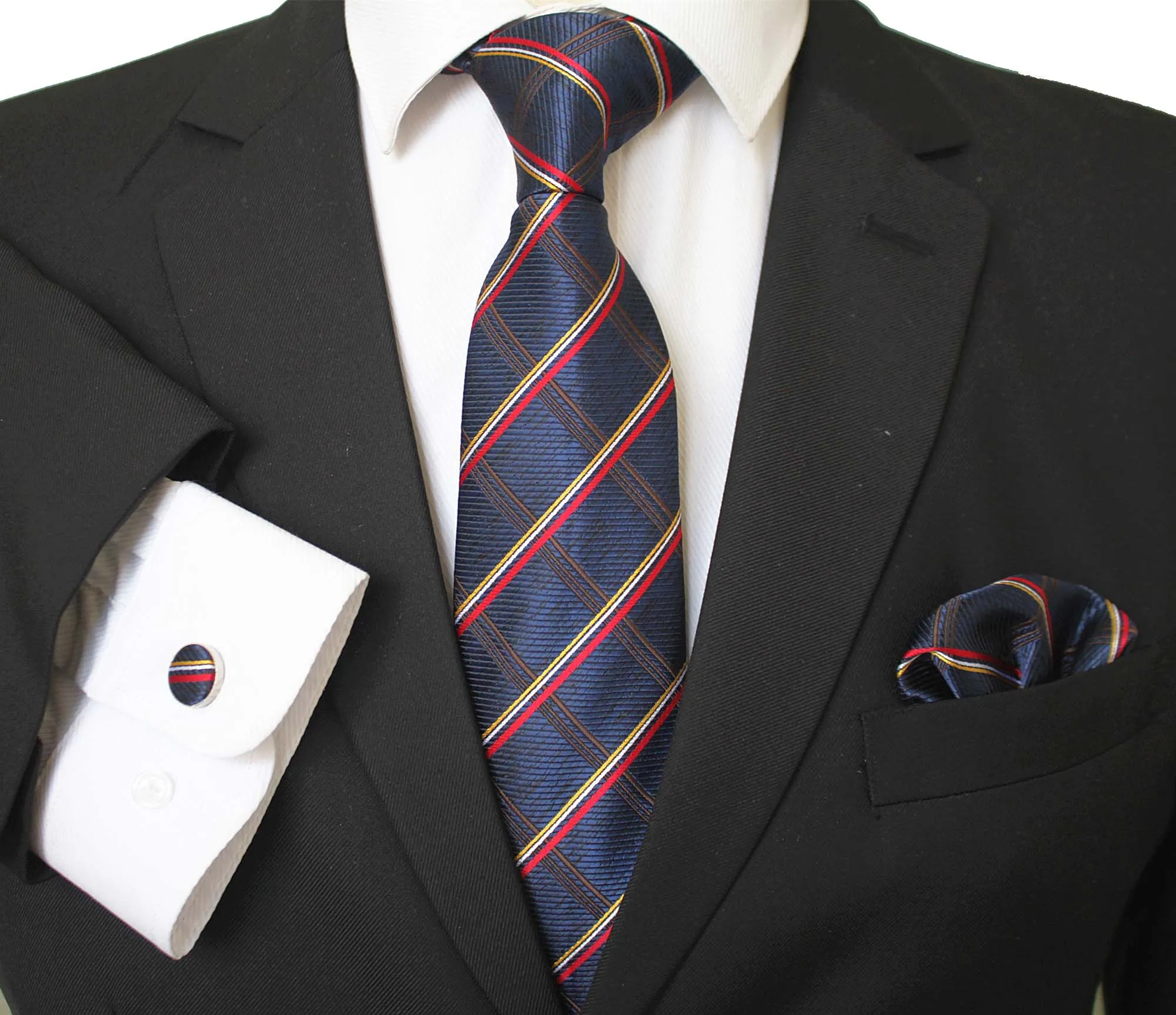 Celino Classic Stripes Silk Tie Set Woven Necktie for Men Made In Europe