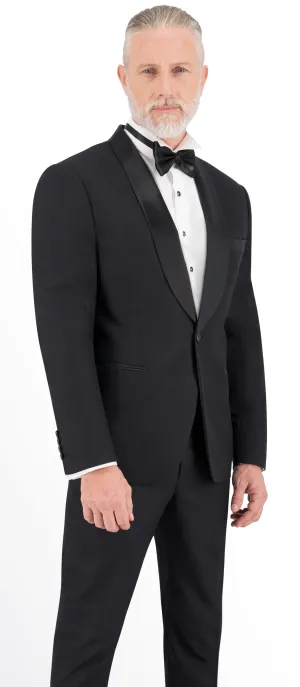 Charcoal Black with Rust Self Stripe Long Tuxedo