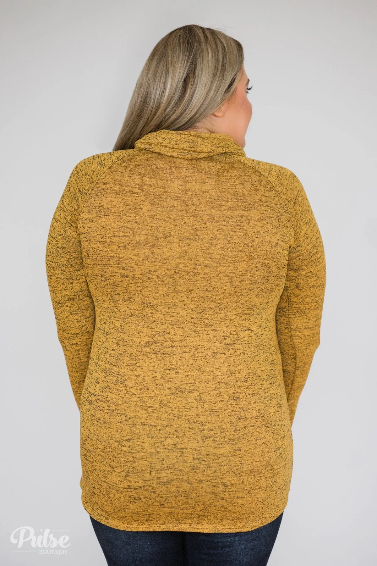 Charming Ways Cowl Neck Button Top- Mustard