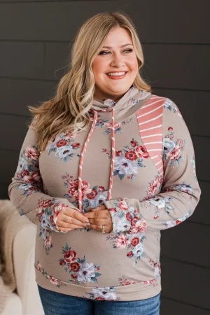 Chase The Memories Cowl Neck Top- Taupe
