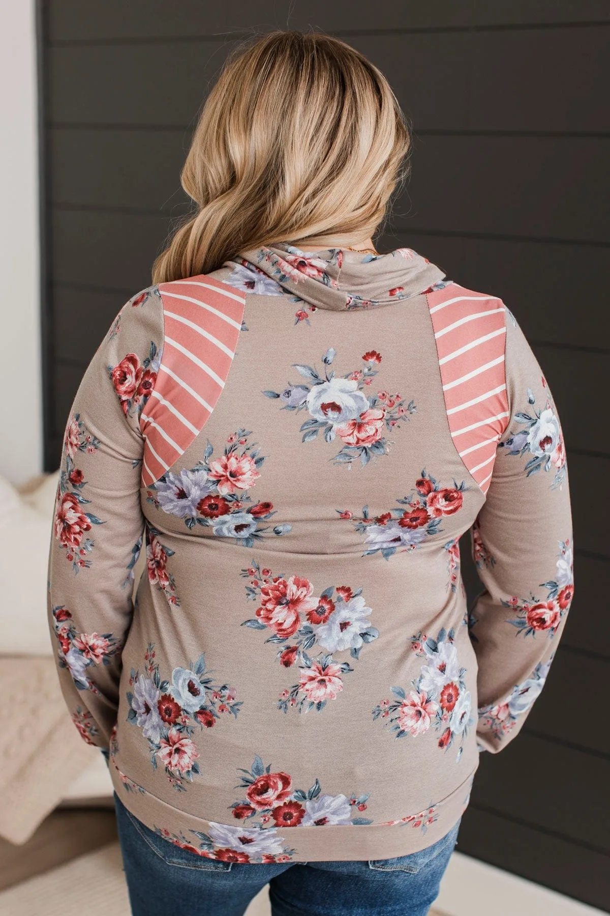 Chase The Memories Cowl Neck Top- Taupe