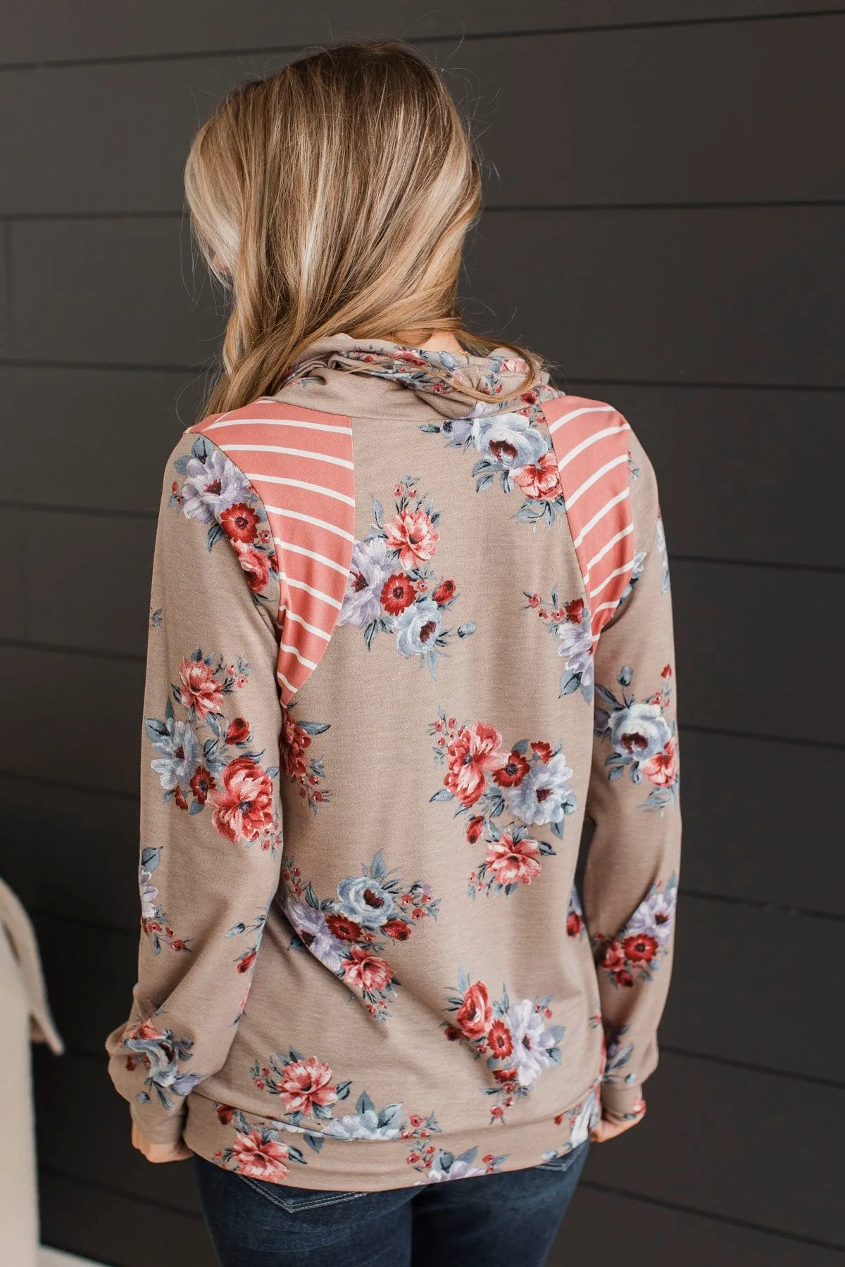 Chase The Memories Cowl Neck Top- Taupe