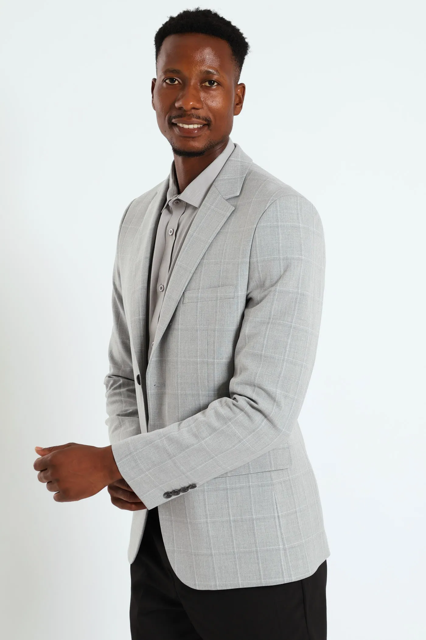 Check Blazer - Grey
