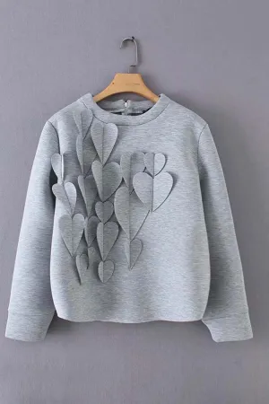 Chicindress Heart Decoration Zipper Long Sleeve Hoodie Tops
