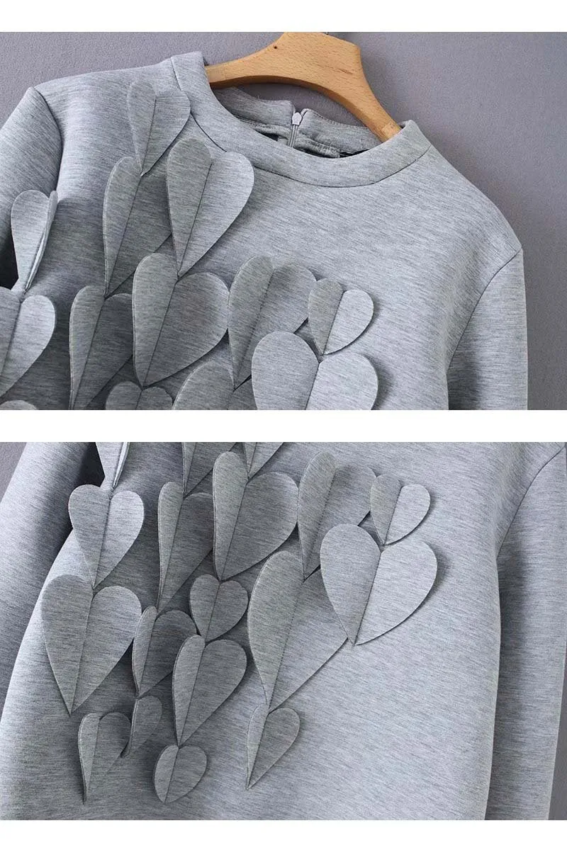Chicindress Heart Decoration Zipper Long Sleeve Hoodie Tops