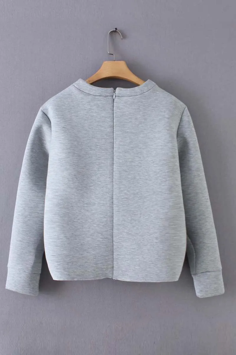 Chicindress Heart Decoration Zipper Long Sleeve Hoodie Tops
