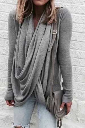 Chicindress Solid Long Sleeve Drape Top(2 Colors)