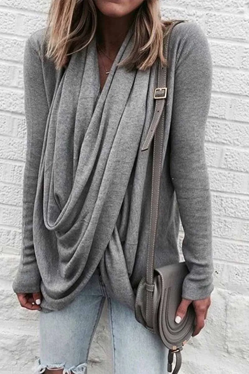 Chicindress Solid Long Sleeve Drape Top(2 Colors)