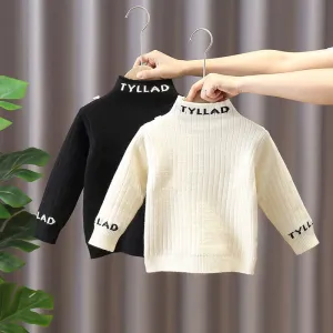 Children's sweater bottoming shirt children's winter baby spring and autumn elastic knitted sweater boys thickened semi-turtleneck inner