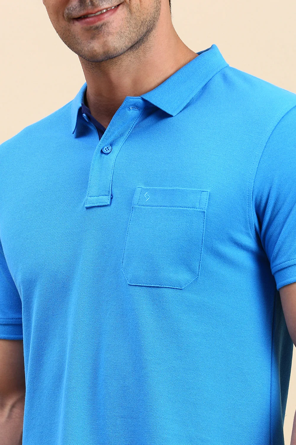 Classic Polo Men's Half Sleeve Blue Polo Neck Slim Fit Solid T-Shirt | TOY-VIROK-OXFORD BLUE SF P