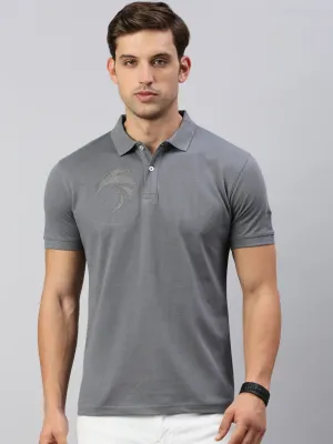 Classic Polo Men's Half Sleeve Dr.Grey Polo Neck Cotton Slim Fit T Shirt | PRM - 803 A SF P