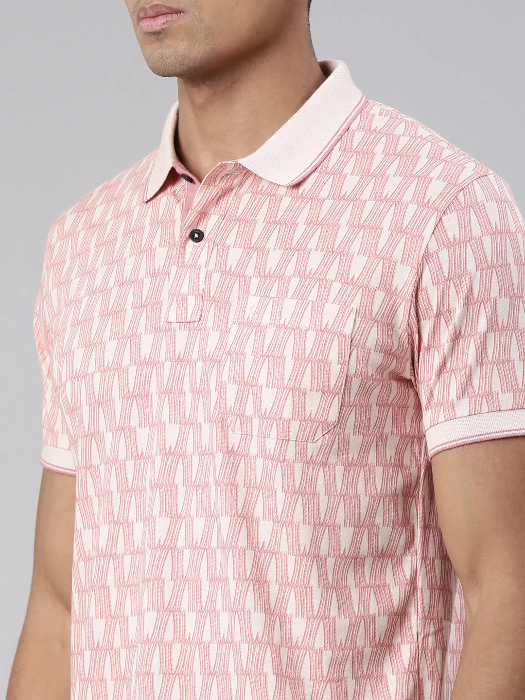 Classic Polo Men's Half Sleeve Peach Polo Neck Cotton Blend Slim Fit T-Shirt | BELLO - 304 A SF P