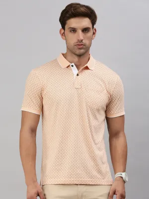 Classic Polo Men's Printed Orange Cotton Slim Fit Half Sleeve T-Shirt | BELLO - 299 B SF P