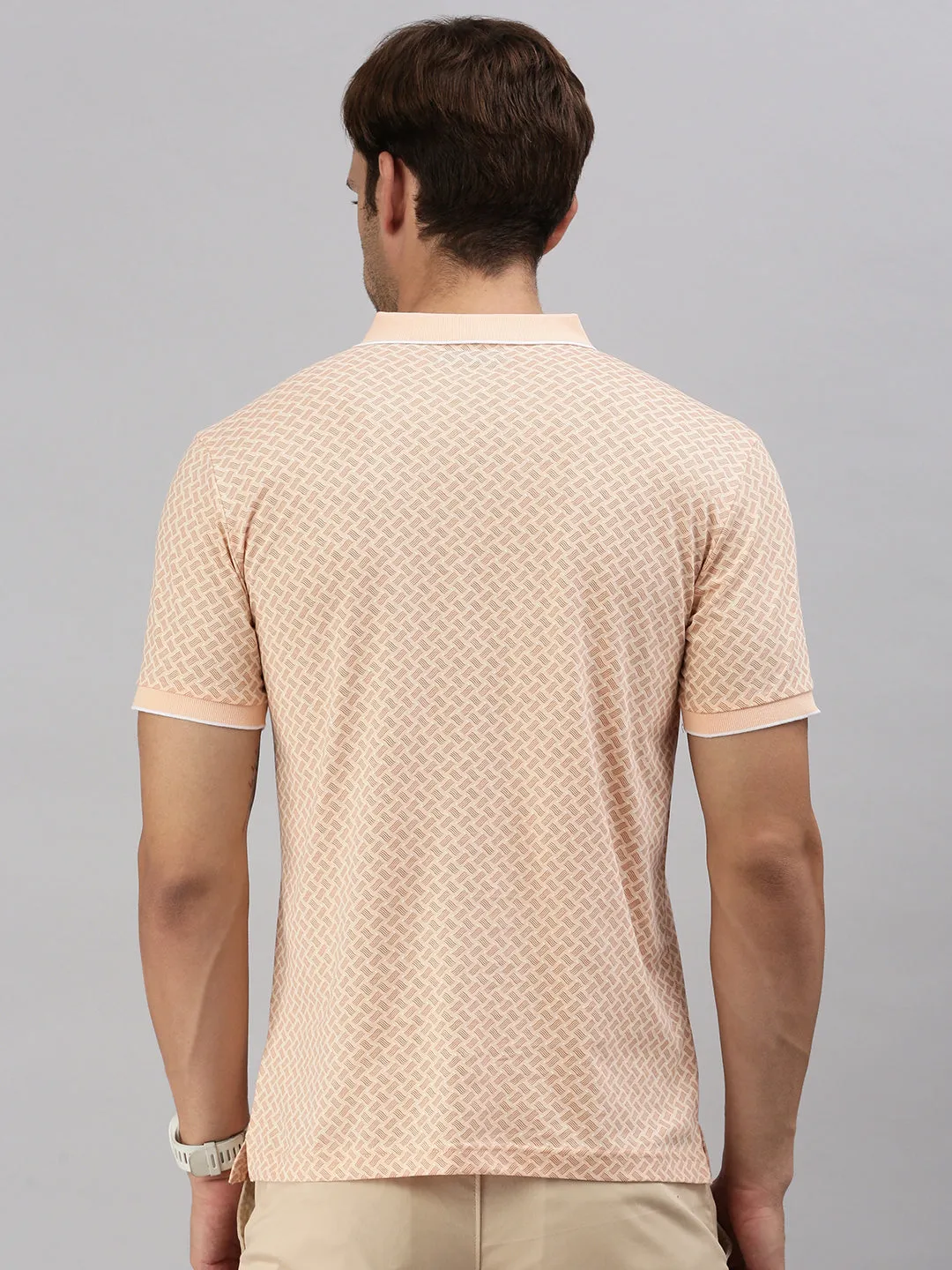 Classic Polo Men's Printed Orange Cotton Slim Fit Half Sleeve T-Shirt | BELLO - 299 B SF P