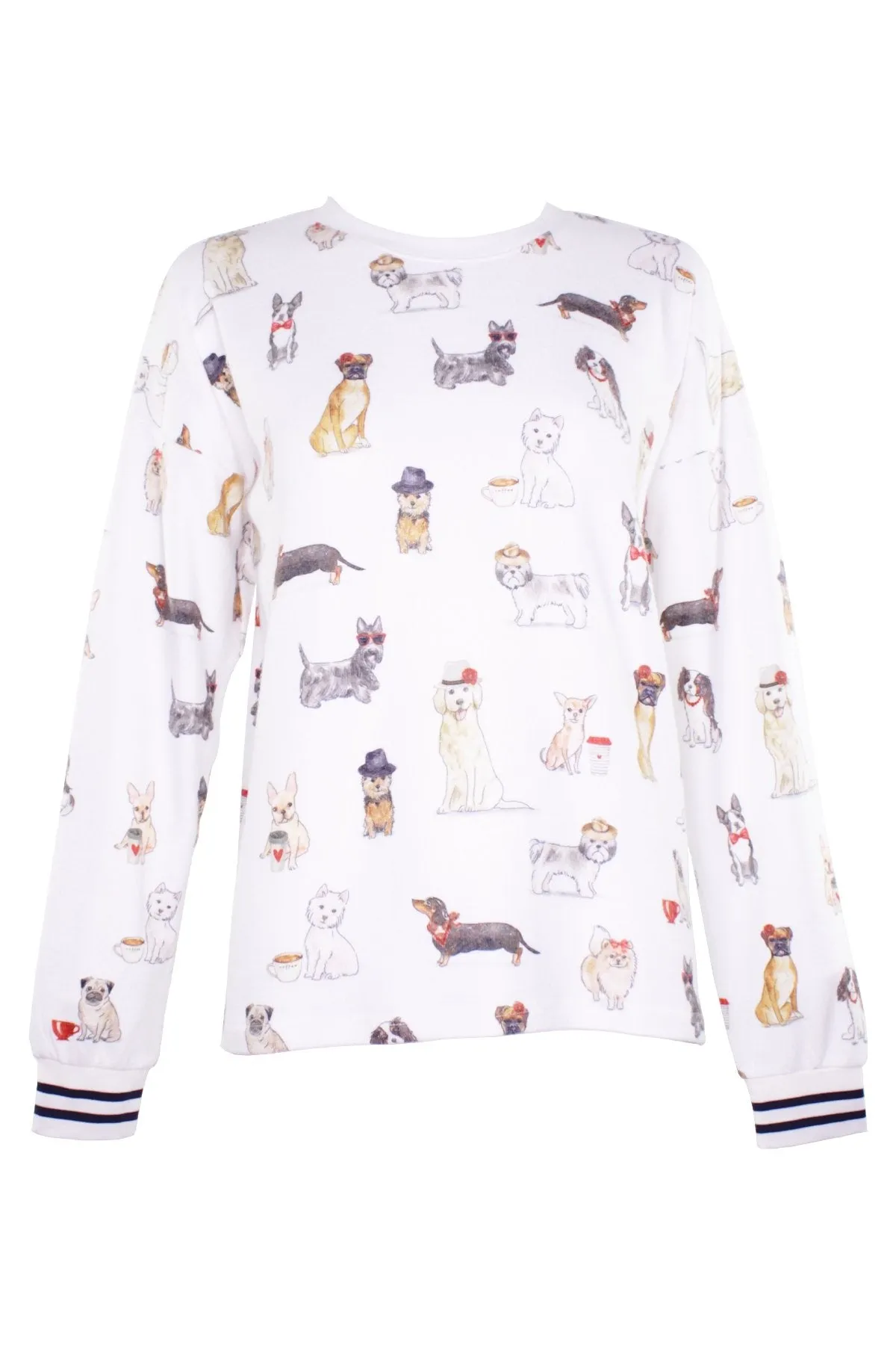 Coffee   Canines Long Sleeve Top in Ivory