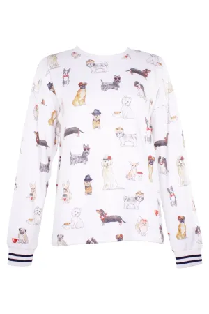 Coffee   Canines Long Sleeve Top in Ivory