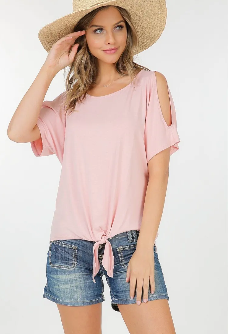 Cold Shoulder Tie Top