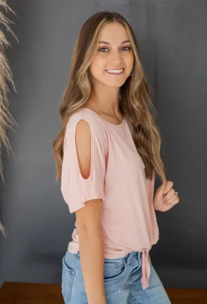 Cold Shoulder Tie Top
