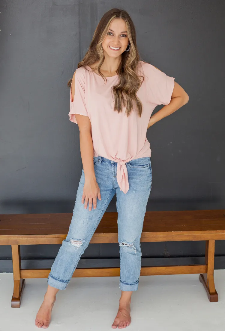 Cold Shoulder Tie Top