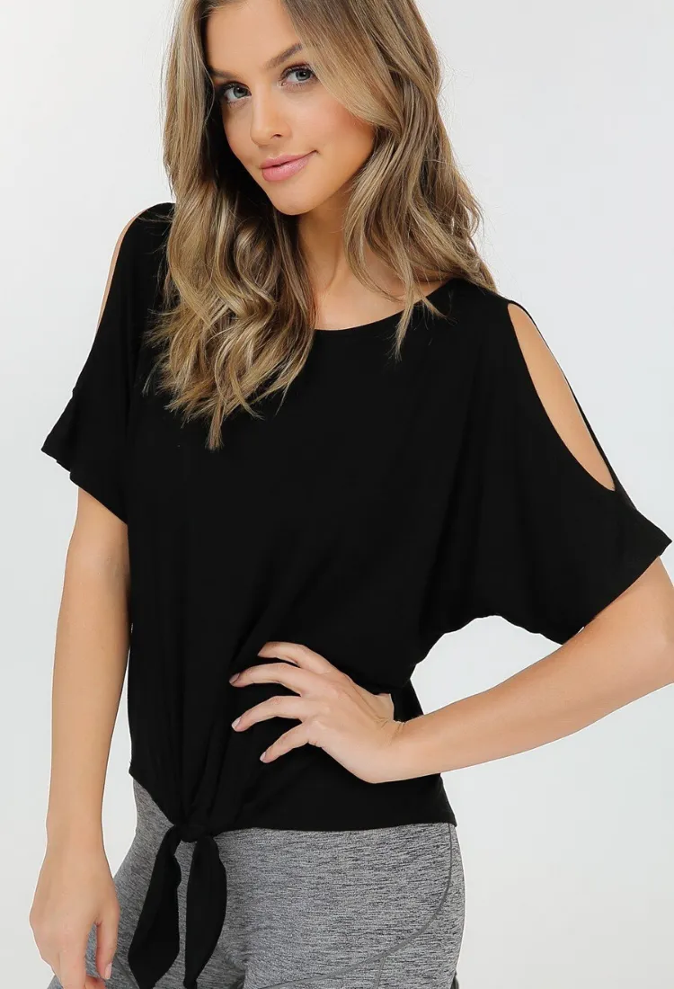 Cold Shoulder Tie Top