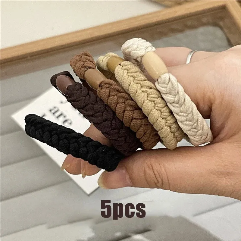 Colorful Elastic Hair Scrunchies with Heart Bead - Hair Accessories for Girls, Kids, and Women