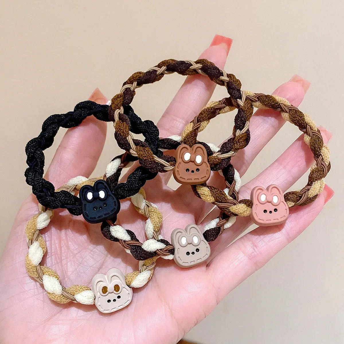 Colorful Elastic Hair Scrunchies with Heart Bead - Hair Accessories for Girls, Kids, and Women
