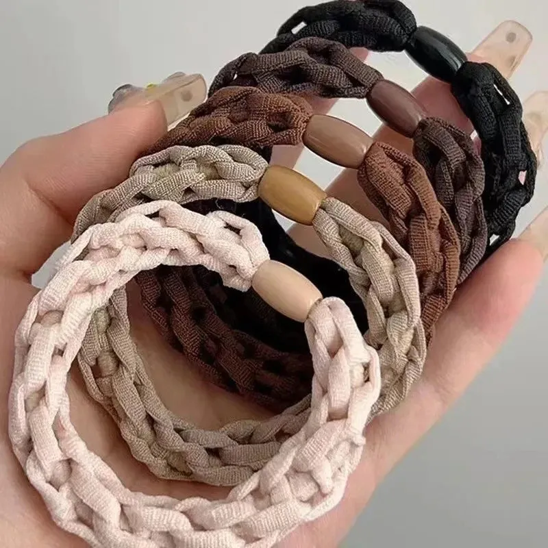 Colorful Elastic Hair Scrunchies with Heart Bead - Hair Accessories for Girls, Kids, and Women