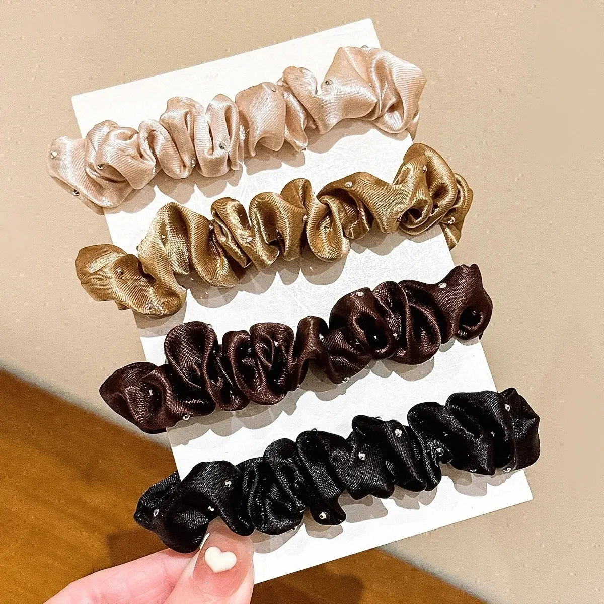 Colorful Elastic Hair Scrunchies with Heart Bead - Hair Accessories for Girls, Kids, and Women