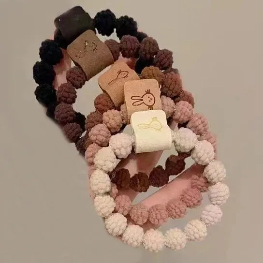 Colorful Elastic Hair Scrunchies with Heart Bead - Hair Accessories for Girls, Kids, and Women