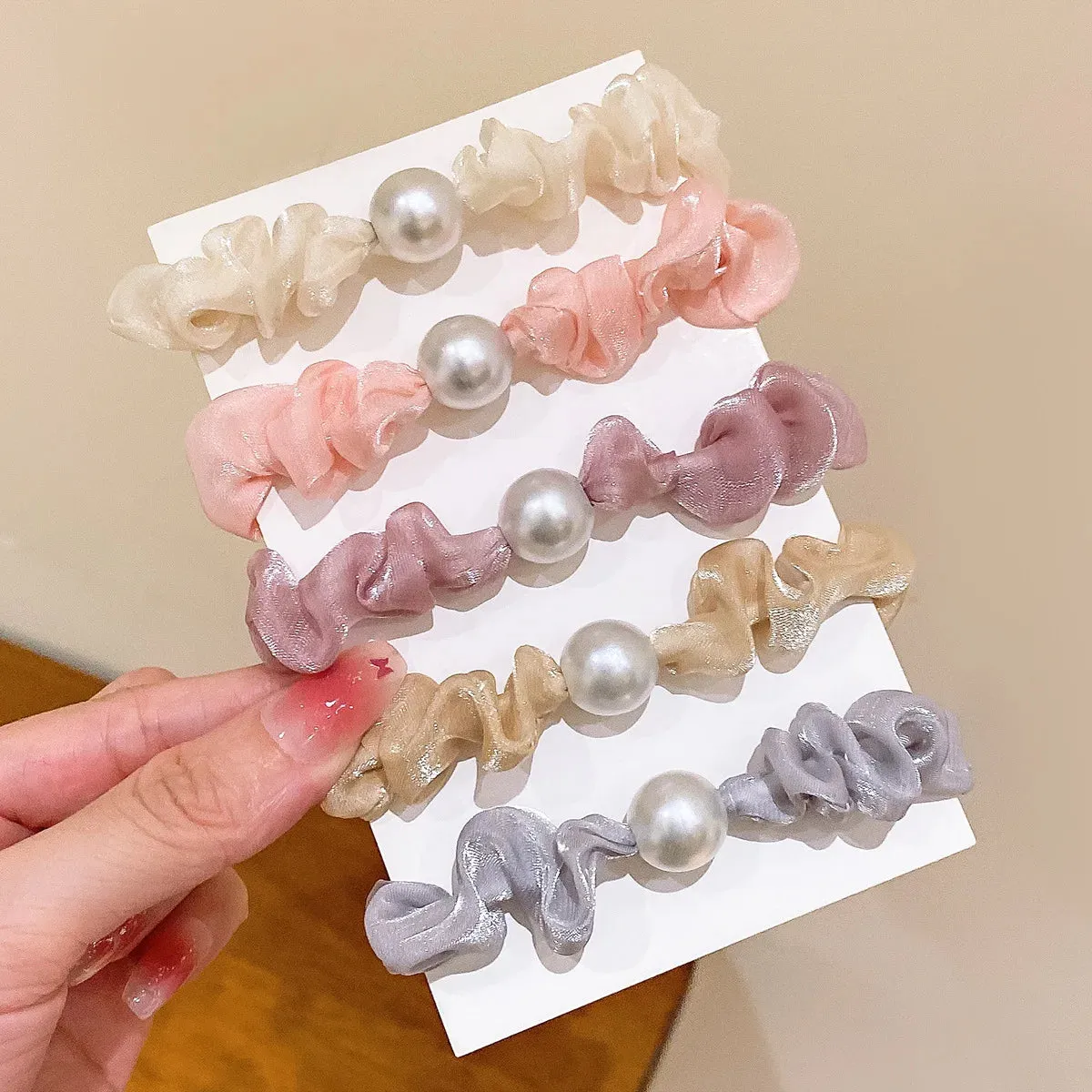 Colorful Elastic Hair Scrunchies with Heart Bead - Hair Accessories for Girls, Kids, and Women