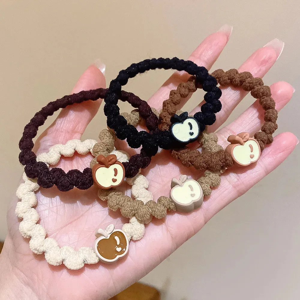 Colorful Elastic Hair Scrunchies with Heart Bead - Hair Accessories for Girls, Kids, and Women