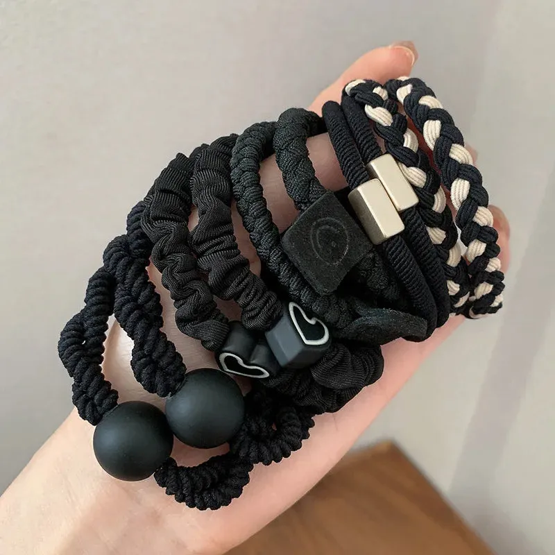 Colorful Elastic Hair Scrunchies with Heart Bead - Hair Accessories for Girls, Kids, and Women