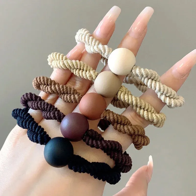 Colorful Elastic Hair Scrunchies with Heart Bead - Hair Accessories for Girls, Kids, and Women