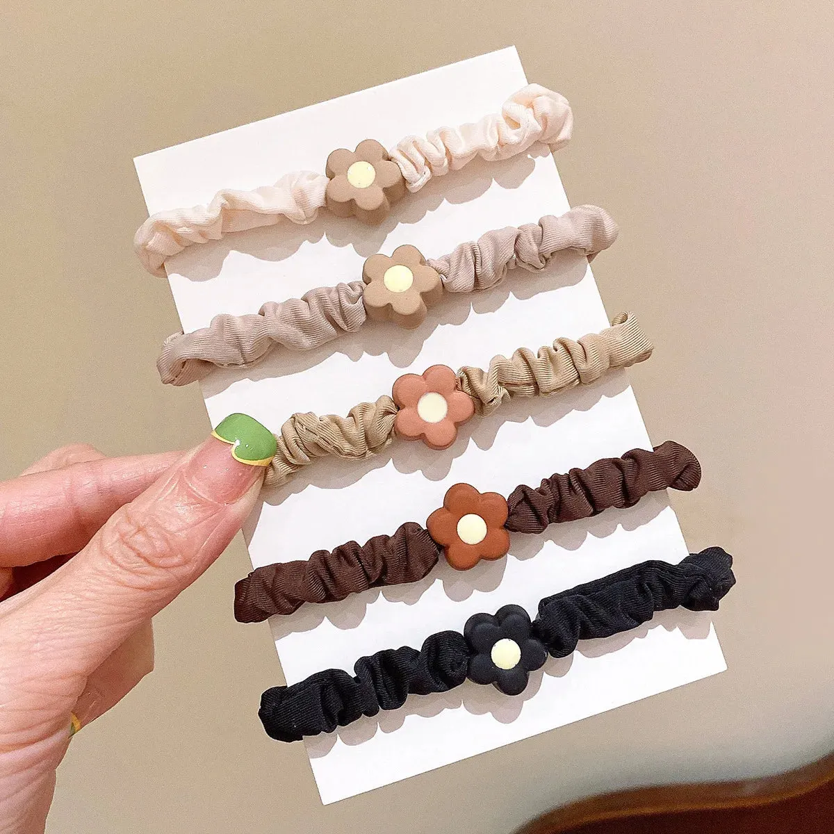 Colorful Elastic Hair Scrunchies with Heart Bead - Hair Accessories for Girls, Kids, and Women