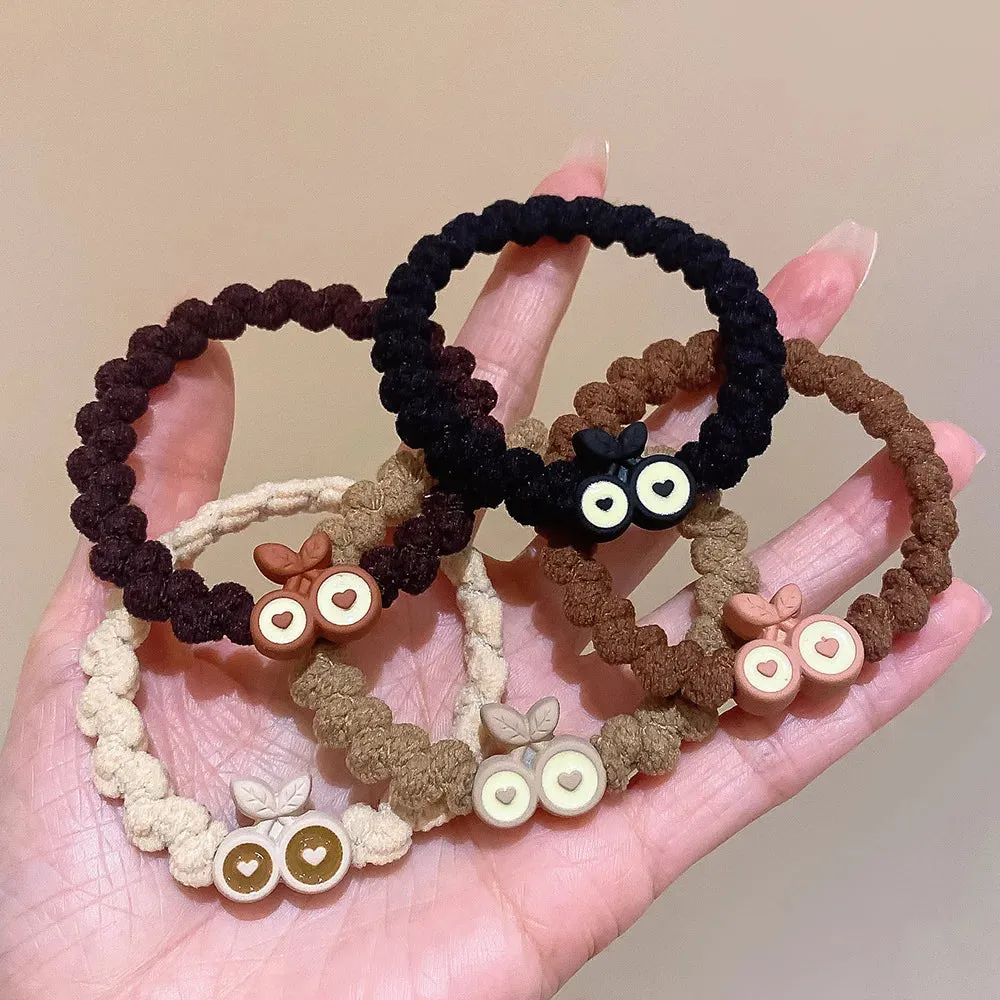 Colorful Elastic Hair Scrunchies with Heart Bead - Hair Accessories for Girls, Kids, and Women