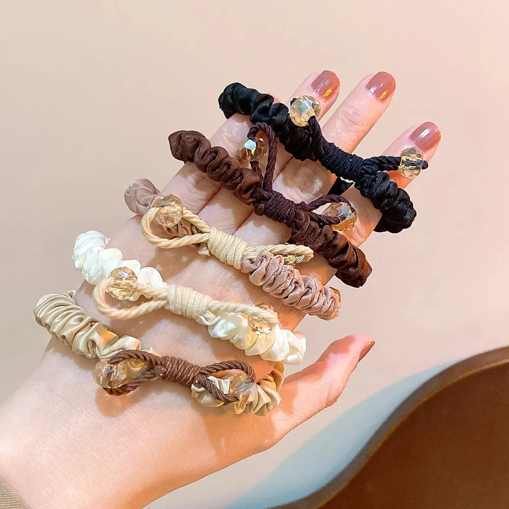 Colorful Elastic Hair Scrunchies with Heart Bead - Hair Accessories for Girls, Kids, and Women