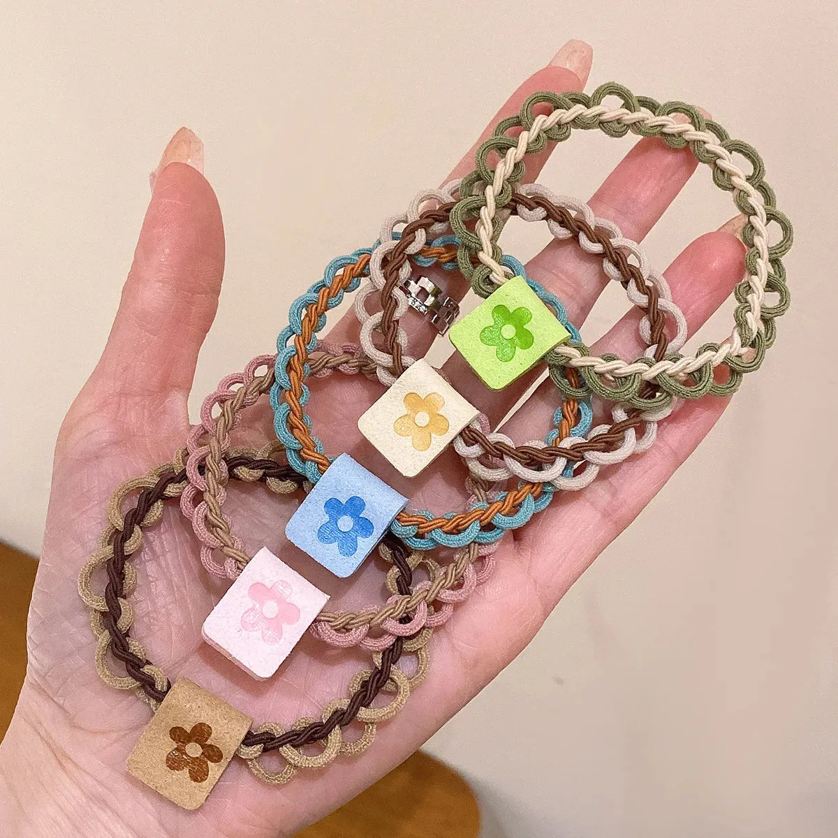 Colorful Elastic Hair Scrunchies with Heart Bead - Hair Accessories for Girls, Kids, and Women