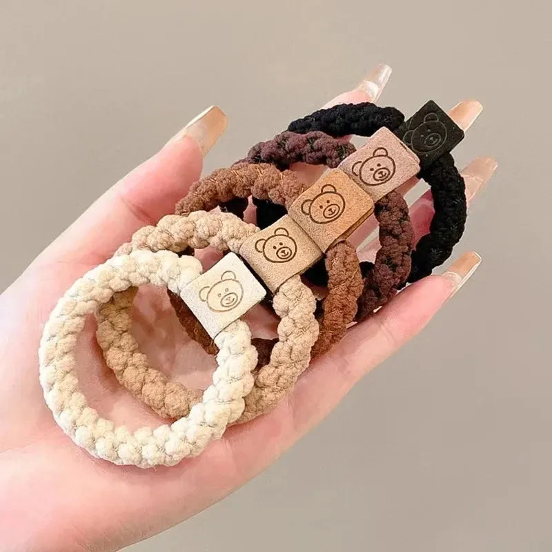 Colorful Elastic Hair Scrunchies with Heart Bead - Hair Accessories for Girls, Kids, and Women