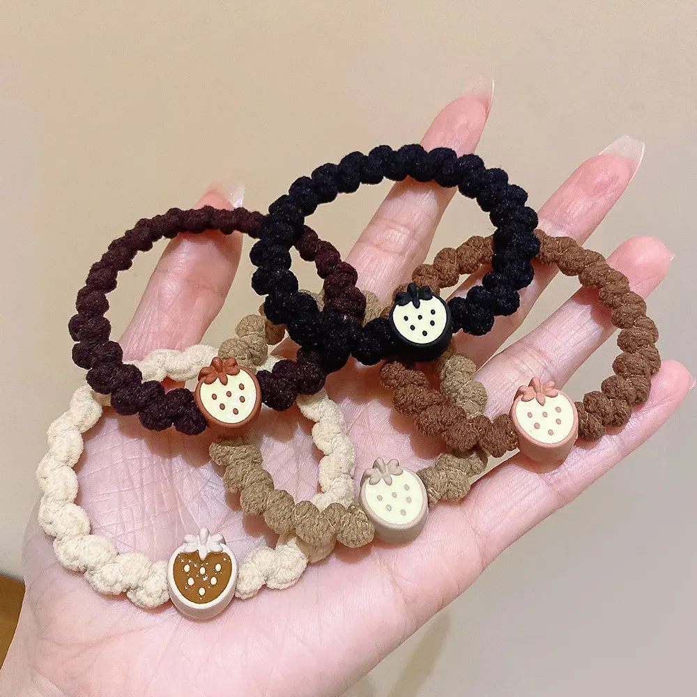 Colorful Elastic Hair Scrunchies with Heart Bead - Hair Accessories for Girls, Kids, and Women