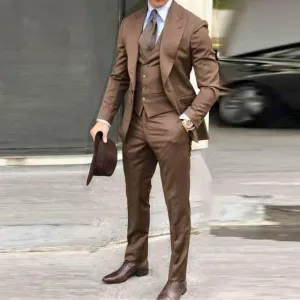 ContiNent 33 Classic Men Suit Blazer Jacket Pants Vest 3 Pieces Tuxedo Peak Lapel Groomsmen Wedding Suits Set Fashion Men Business