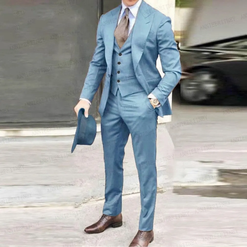 ContiNent 33 Classic Men Suit Blazer Jacket Pants Vest 3 Pieces Tuxedo Peak Lapel Groomsmen Wedding Suits Set Fashion Men Business