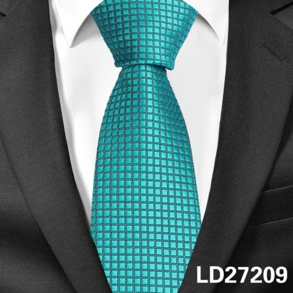 ContiNent 33 Classic Plaid Neck Ties for Men Casual Suits Tie Gravatas Stripe Blue Mens Neckties For Business Wedding 8cm Width Men Ties