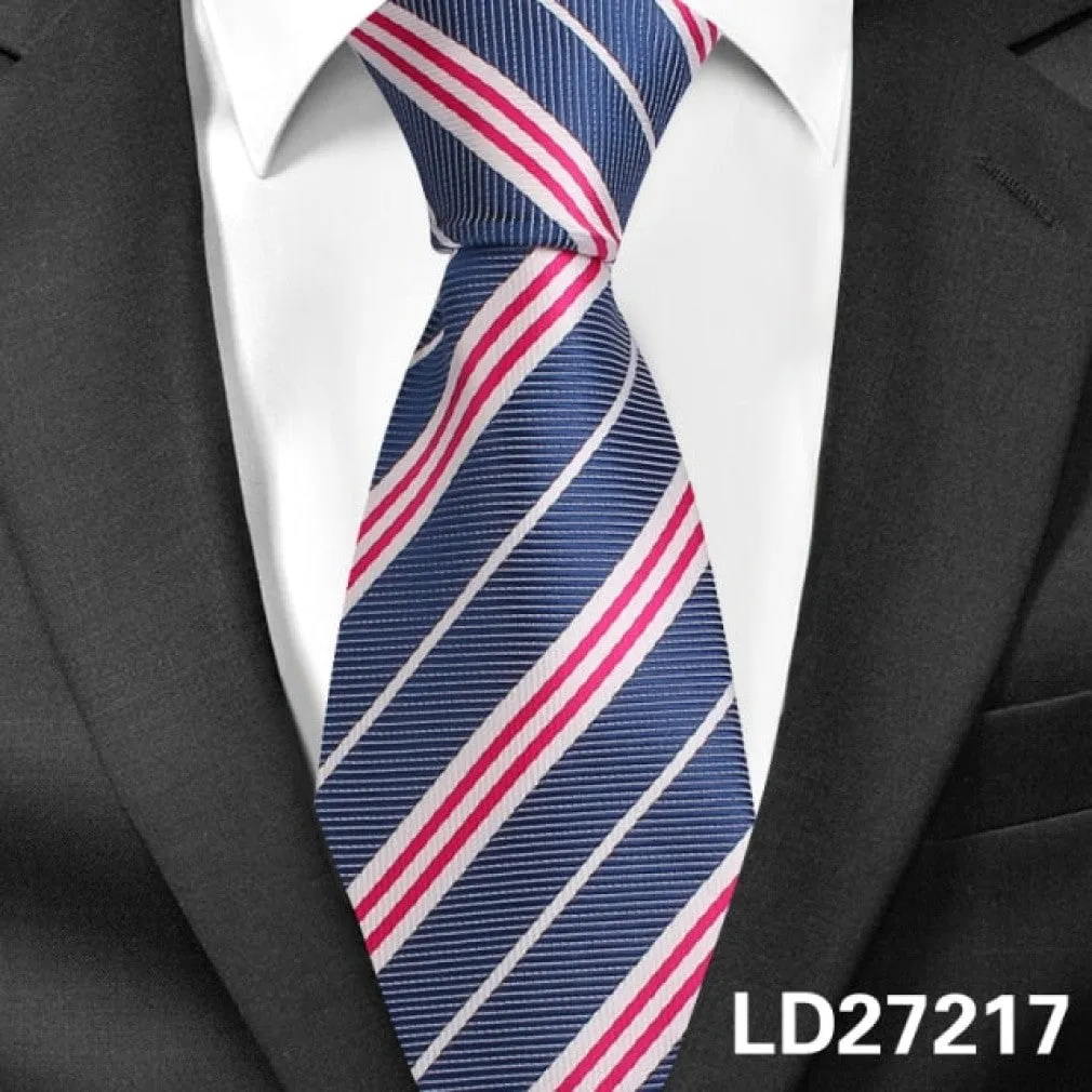 ContiNent 33 Classic Plaid Neck Ties for Men Casual Suits Tie Gravatas Stripe Blue Mens Neckties For Business Wedding 8cm Width Men Ties