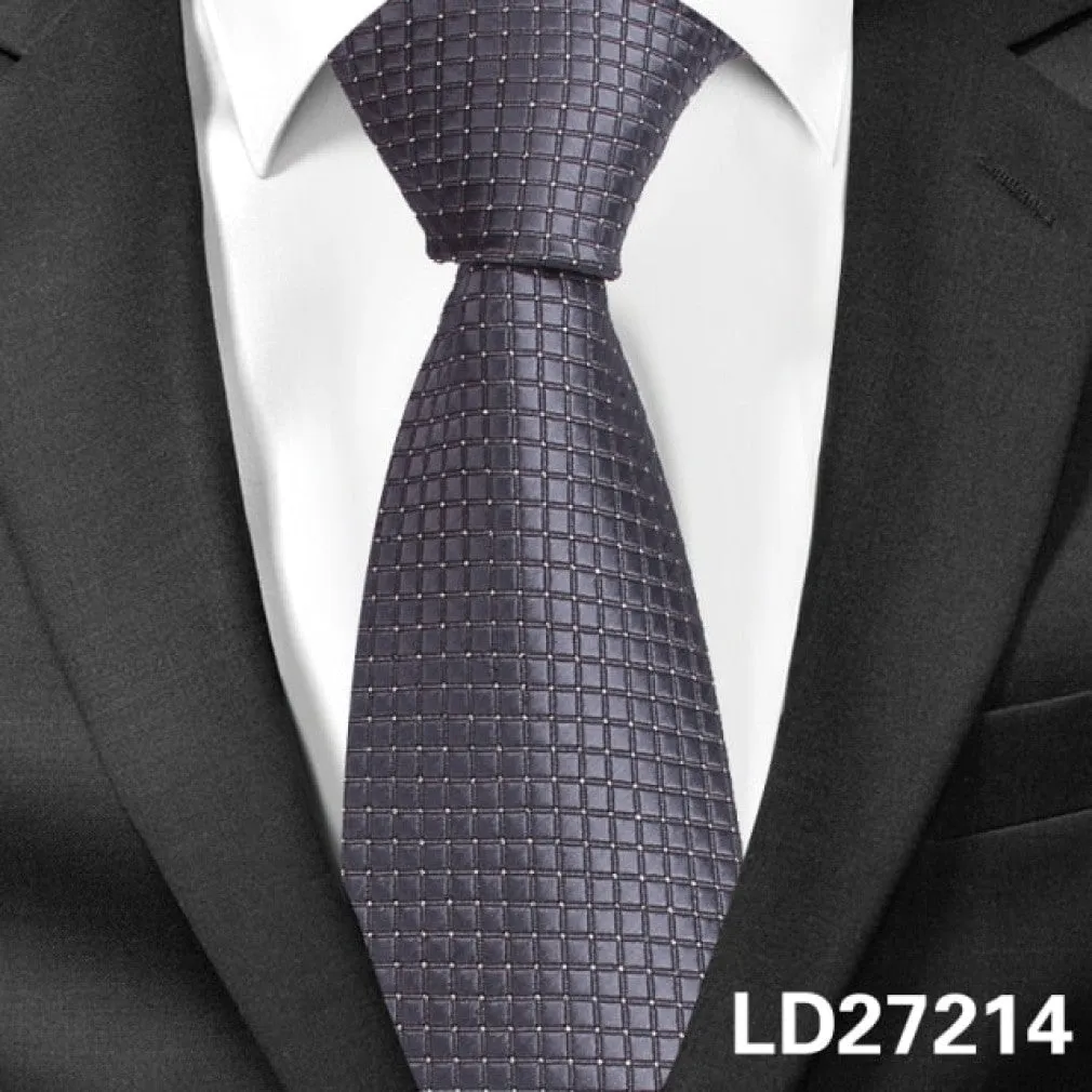 ContiNent 33 Classic Plaid Neck Ties for Men Casual Suits Tie Gravatas Stripe Blue Mens Neckties For Business Wedding 8cm Width Men Ties