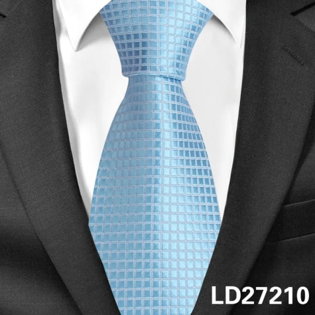 ContiNent 33 Classic Plaid Neck Ties for Men Casual Suits Tie Gravatas Stripe Blue Mens Neckties For Business Wedding 8cm Width Men Ties