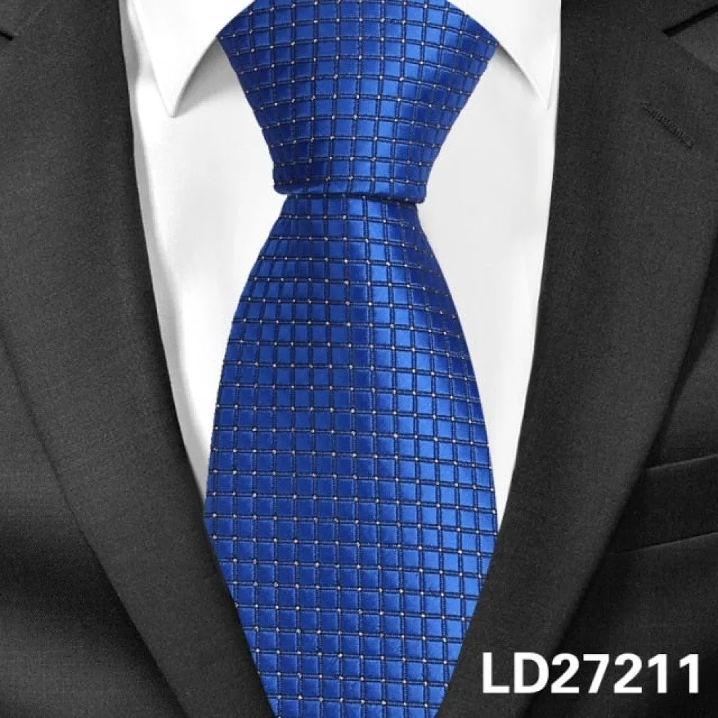 ContiNent 33 Classic Plaid Neck Ties for Men Casual Suits Tie Gravatas Stripe Blue Mens Neckties For Business Wedding 8cm Width Men Ties