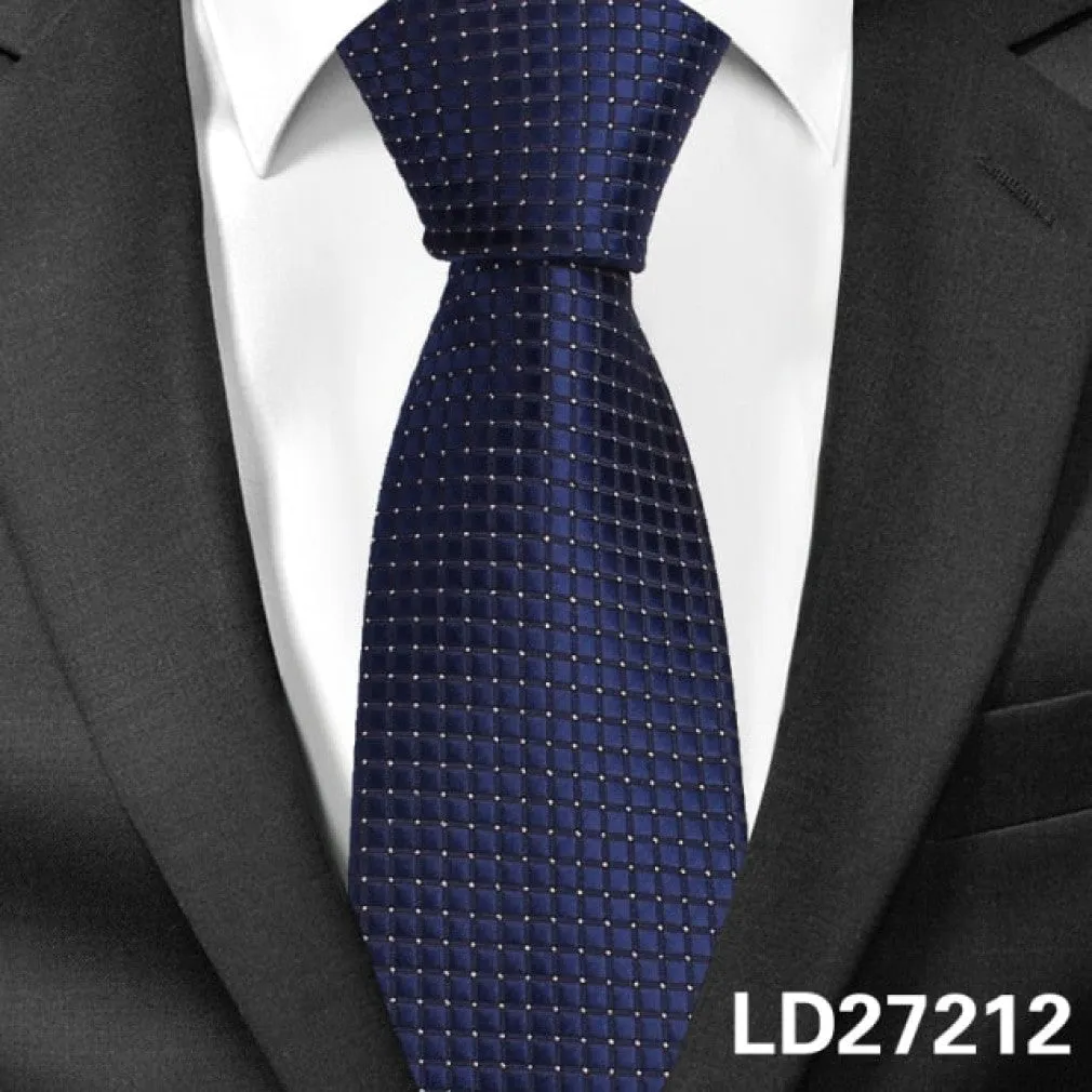 ContiNent 33 Classic Plaid Neck Ties for Men Casual Suits Tie Gravatas Stripe Blue Mens Neckties For Business Wedding 8cm Width Men Ties