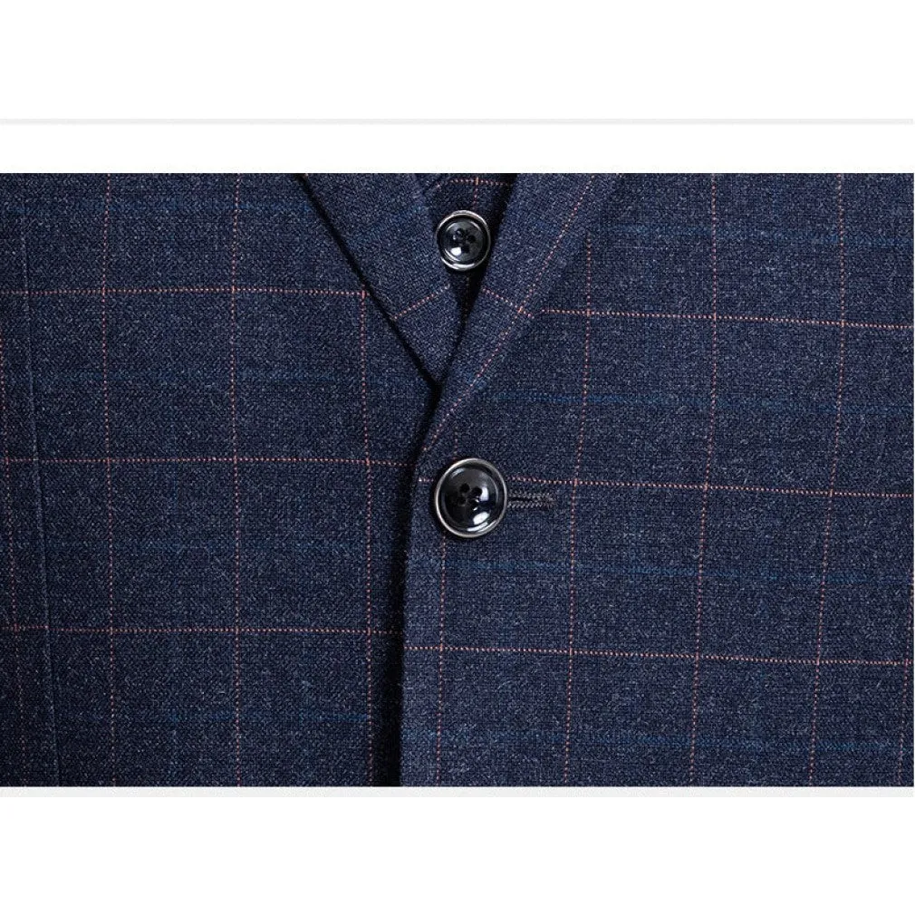 ContiNent 33 ( Jacket   Vest   Pants ) Boutique Fashion Lattice Formal Business Men's Suit Groom Wedding Dress Show Party Show Prom Male Suit