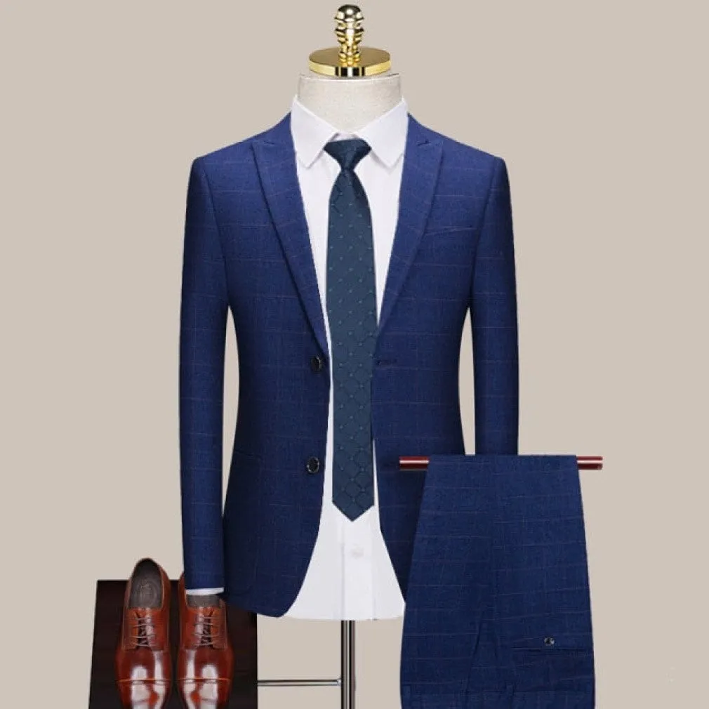 ContiNent 33 ( Jacket   Vest   Pants ) Boutique Fashion Lattice Formal Business Men's Suit Groom Wedding Dress Show Party Show Prom Male Suit