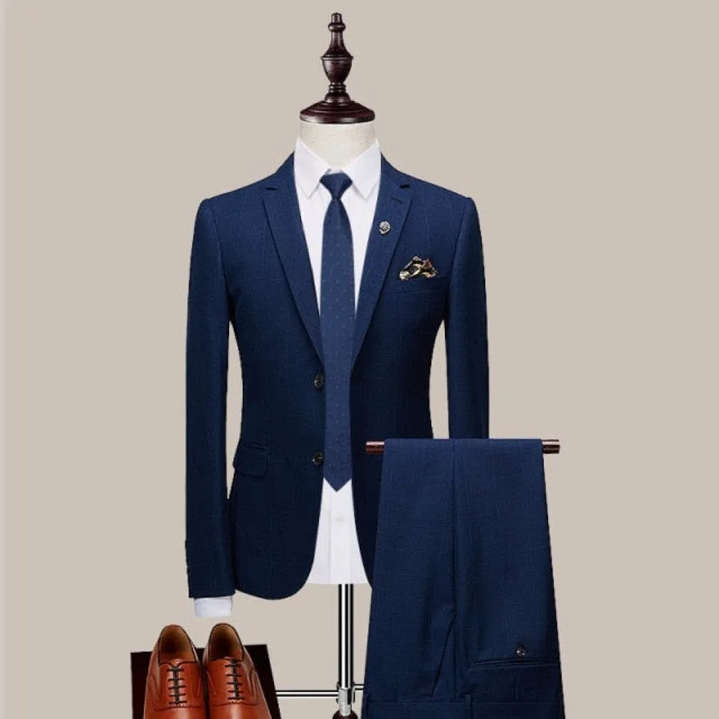 ContiNent 33 ( Jacket   Vest   Pants ) Boutique Fashion Lattice Formal Business Men's Suit Groom Wedding Dress Show Party Show Prom Male Suit
